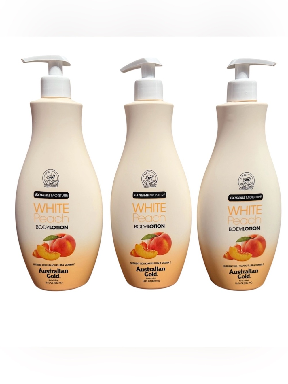 Australian Gold Extreme Moisture White Peach Body Lotion, 18 fl oz, 3 Pack